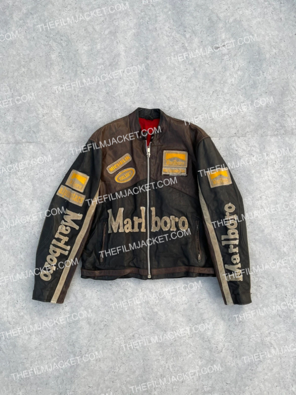 Marlboro Leather Racing 1990s Black Jacket