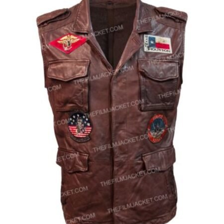 Top Gun Brown Leather Vest