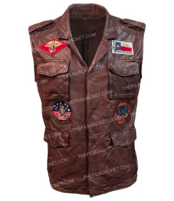 Top Gun Brown Leather Vest
