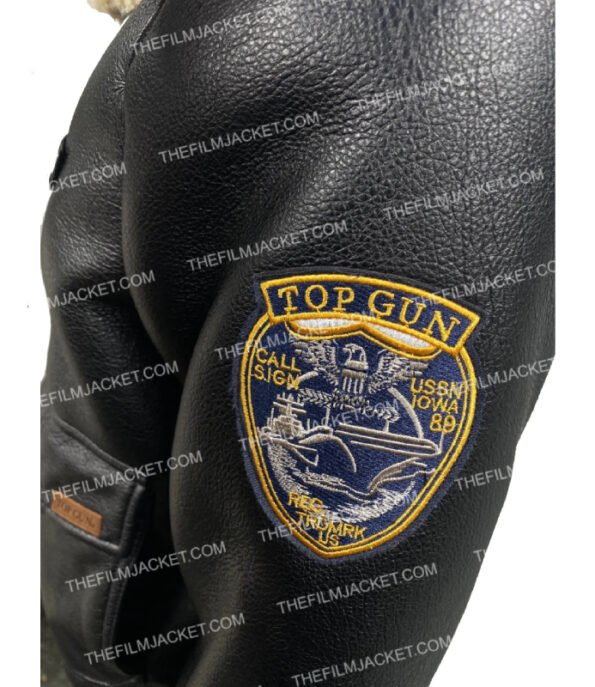 Top Gun Insignia Leather Black Jacket