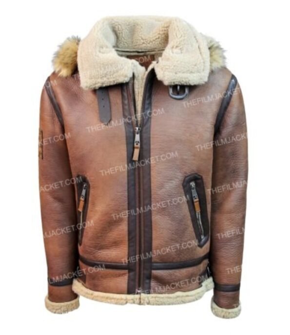 Top Gun Premium Wool Blend Shearling Brown Coat