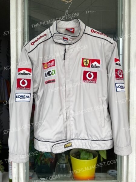 Marlboro Vintage Racing Ferrari White Jacket - The Film Jacket