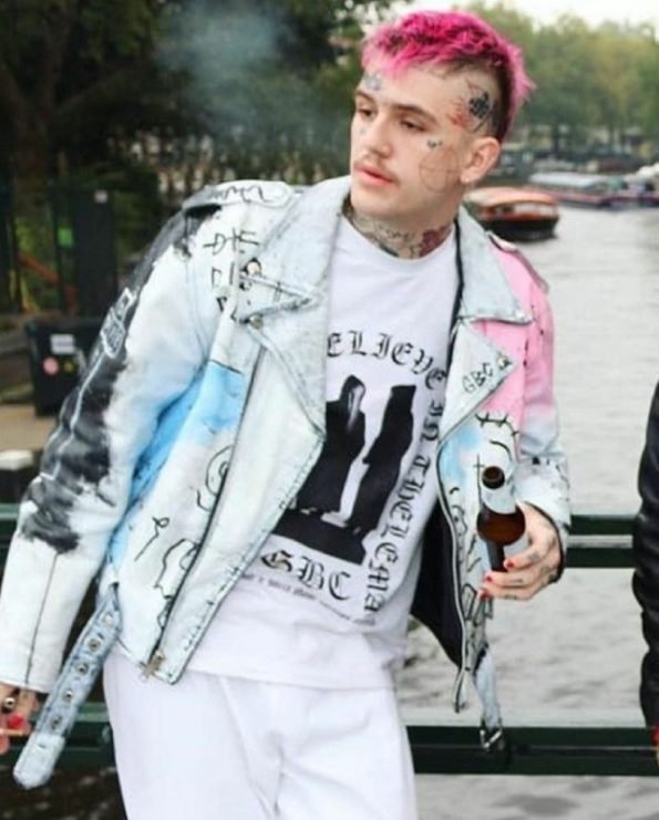 Lil Peep Never Say Die Painted White Jacket