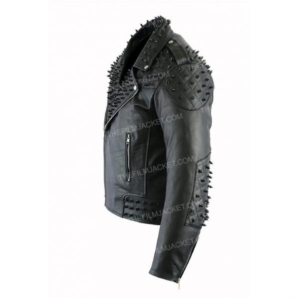 Men’s Black Gothic Style Studded Jacket