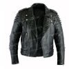 Men's Black Gothic Style Studded Leather Jacket