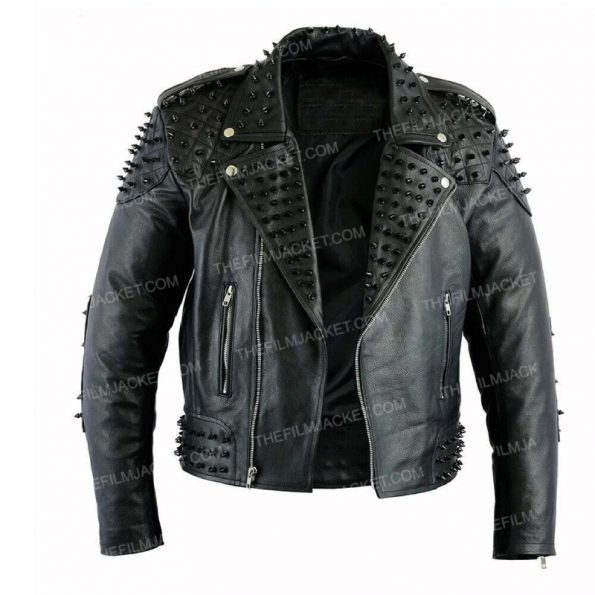 Men’s Black Gothic Style Studded Leather Jacket