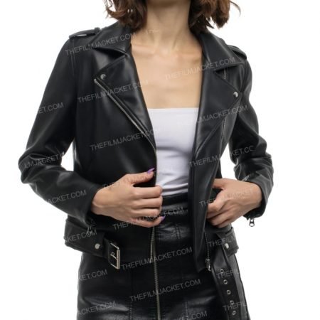 Women Bling Leather Biker Jacket