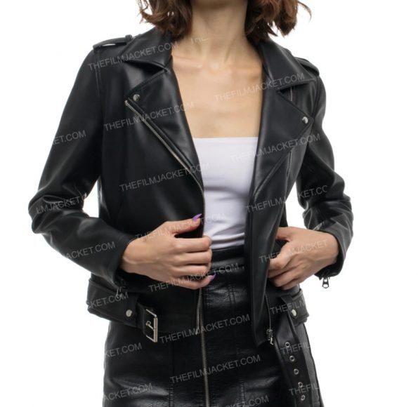 Women Bling Leather Biker Jacket