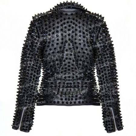 Women Rock Punk Black Studded Biker Jacket