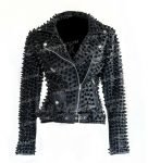 Women Rock Punk Black Studded Biker Leather Jacket