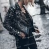 Women's Full Studded Leather Black Jacket
