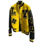 LV Varsity Yellow and Black Leather Jacket