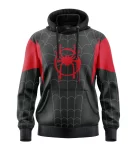 Spiderman Digital Print Black Fleece Hoodie