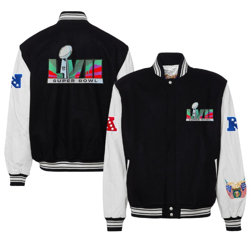 Jeff-Hamilton-Super-Bowl-LVII-Logo-Wool-Leather-Black-Jacket