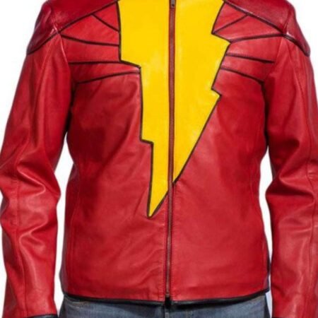 Thunderstrike Red Leather Jacket – Shazam Captain Marvel Edition