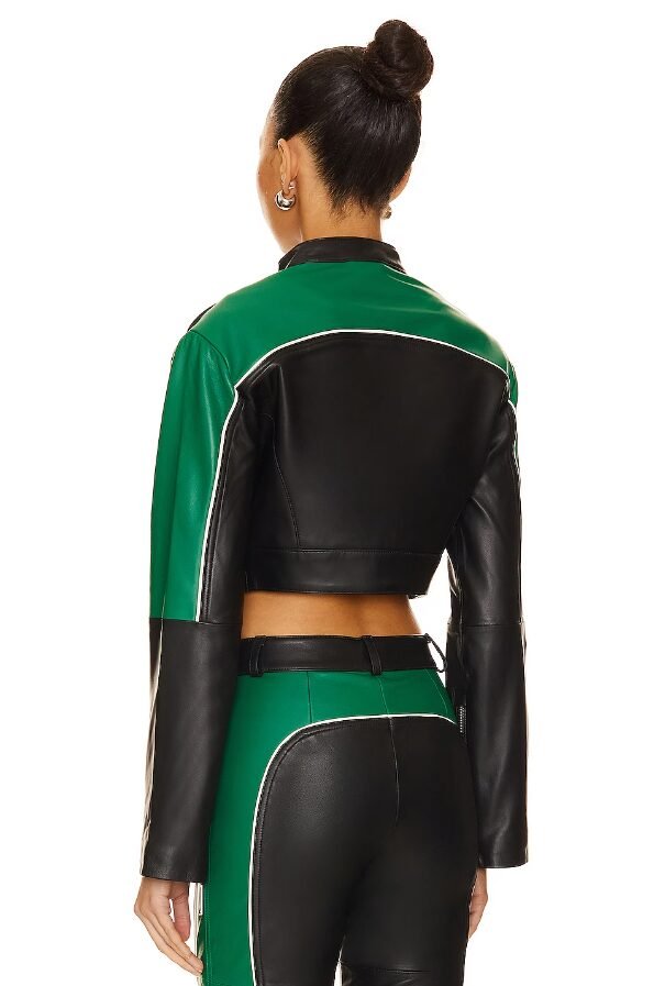 Camila Coelho Cropped Moto Biker Leather Jacket1