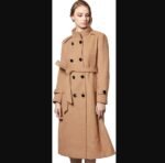 Escalier Women’s Wool Trench Coat Winter Double-Breasted Jacket with Belts