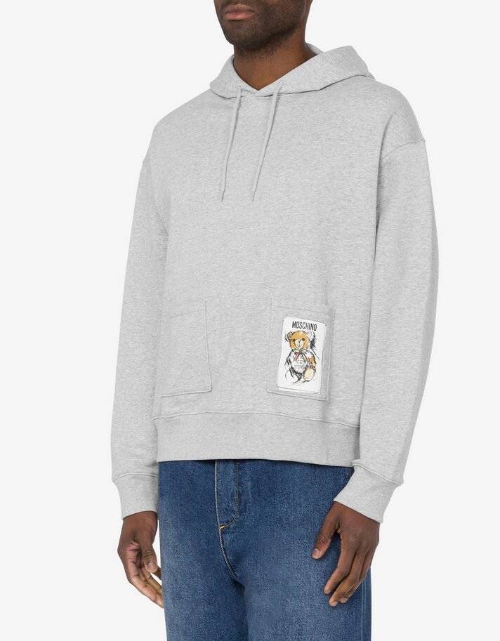 Hooded Sweatshirt with Teddy Bear Patch