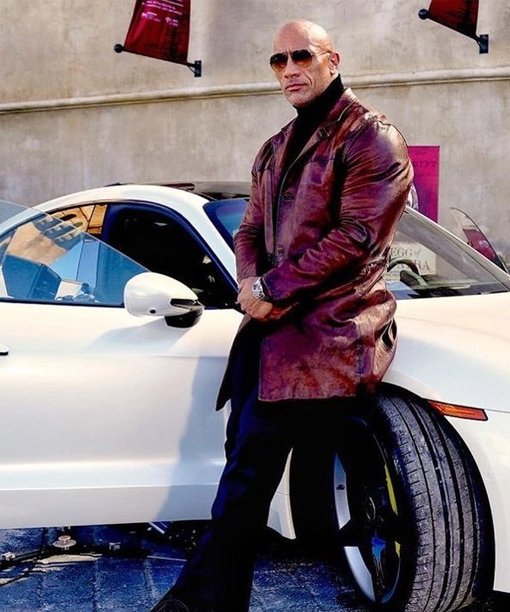 Red Notice Dwayne Johnson Leather Coat