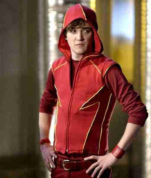 Inspired by: The TV show “Smallville” Worn by: Bart Allen Played by: Kyle Gallner Material: Fleece fabric Color: Red Collar: Hooded style collar Front: Pullover front Inner: Soft viscose lining Fine quality stitching Ship Worldwide