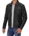 Vegan-Black-Leather-Jacket-with-Shirt-Collar