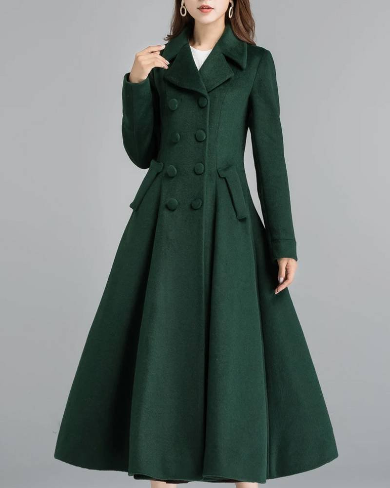 Women’s Vintage Inspired Swing Double Breasted Wool Coat