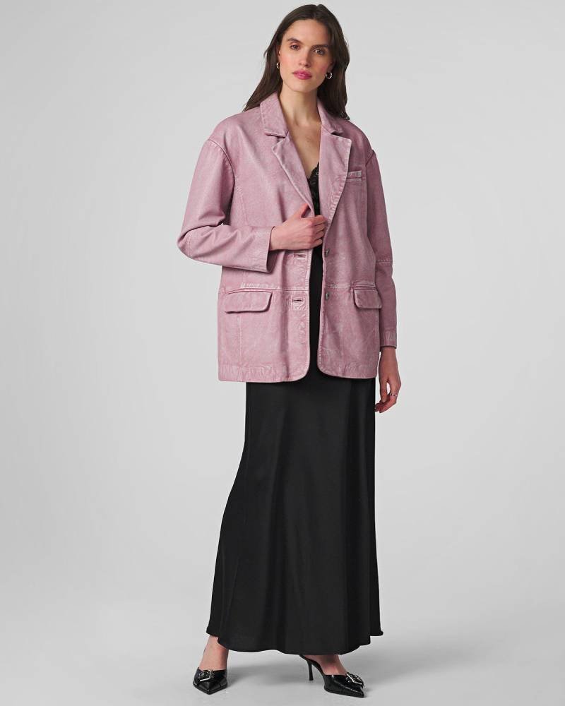 Haven Denim Leather Blazer Pink-tfj