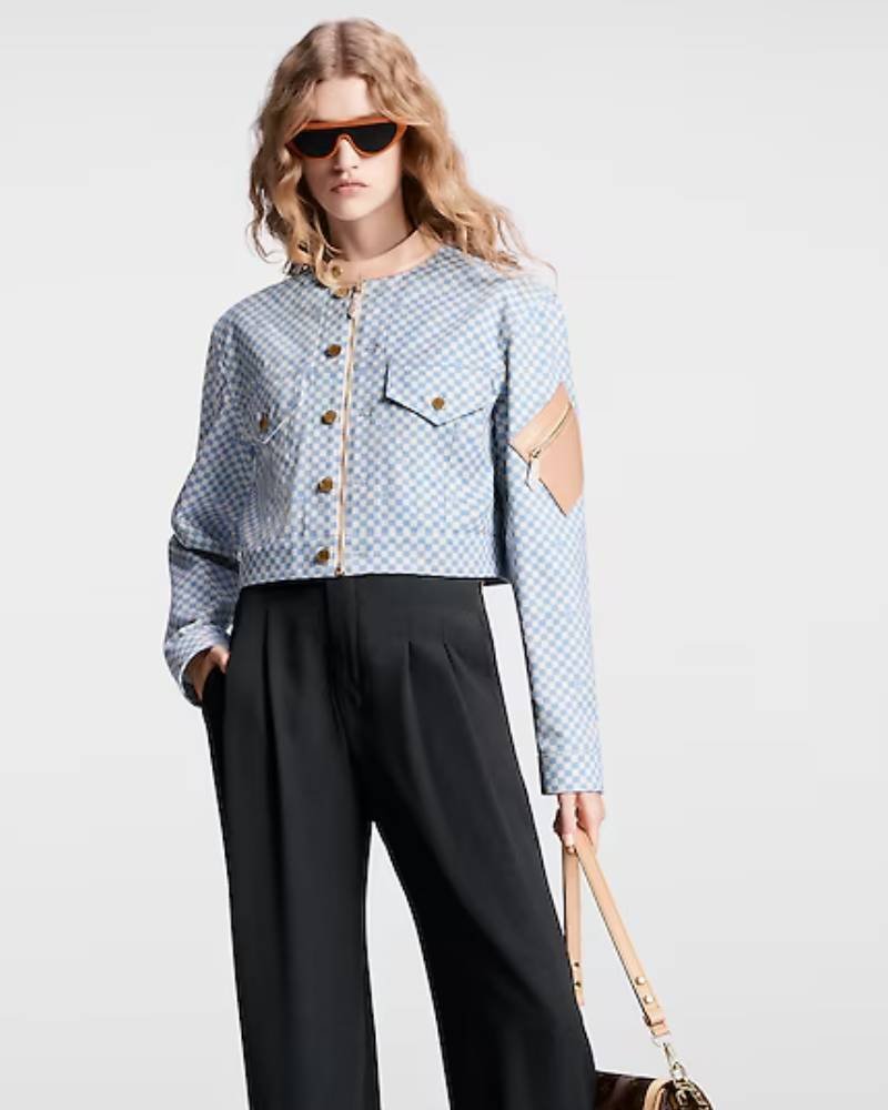 Double Fastening Damier Denim Jacket -tfj