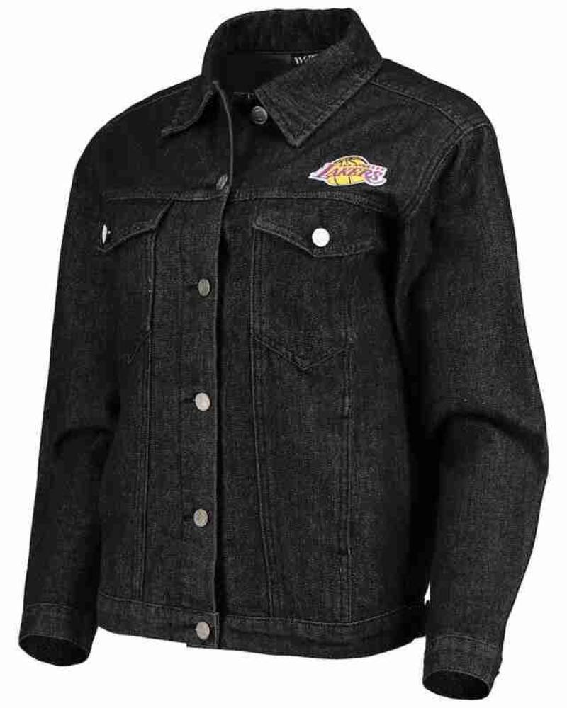 The Wild Collective Los Angeles Lakers Womens Denim Jacket -tfj
