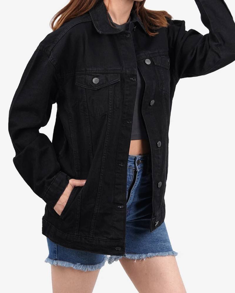 Womens Black Oversized Denim Jacket