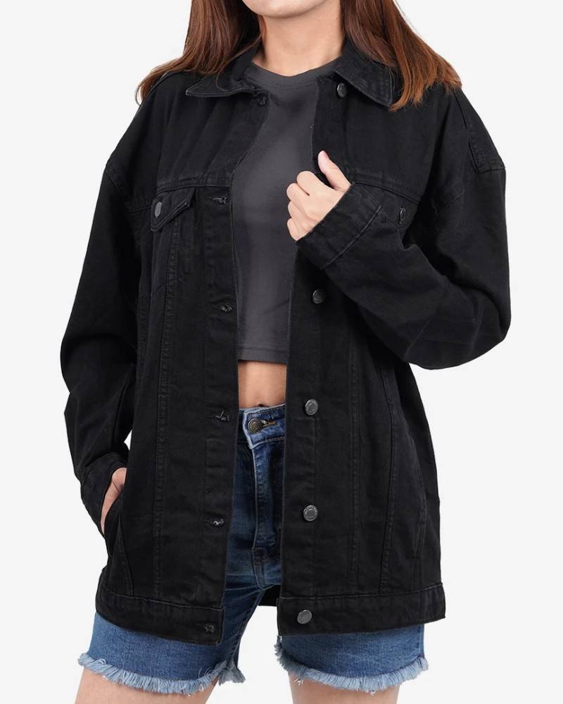 Womens Black Oversized Denim Jacket