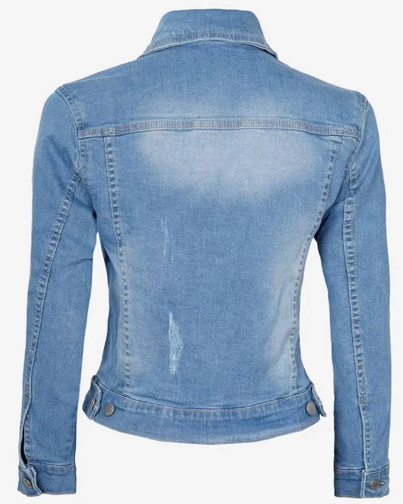 Womens Light Blue Trucker Style Denim Jacket -tfj