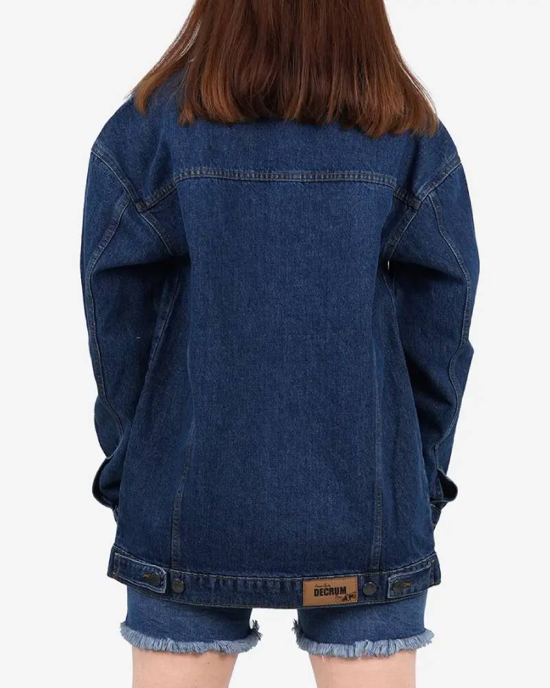 Womens Mid Blue Oversized Denim Jacket