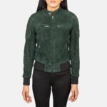 WomensZennaGreenSuedeBomberJacketOpenFront-4-1652192904604