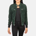 WomensZennaGreenSuedeBomberJacketOpenFront-4-1652192904604