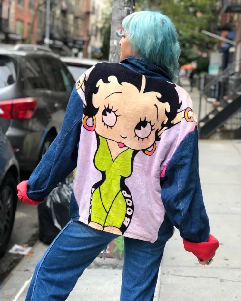 Vintage 80’s Oversized Denim Betty Boop Jacket -tfj