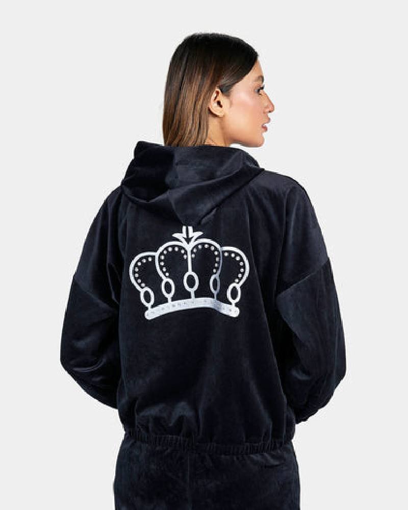 Women’s Black Velour hoodie -tfj