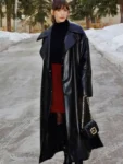 Alison-Brie-Together-2025-Black-Leather-Trench-Coat