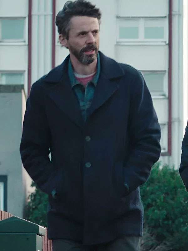 Dept Q Season 1 Matthew Goode navy blue Coat – Detective Wool Trench (Screen Accurate)