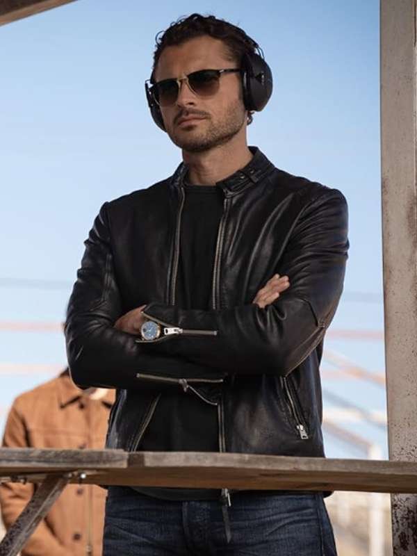 "The Cleaning Lady Black Leather Jacket – Arman Morales TV Show Inspired Biker Style"