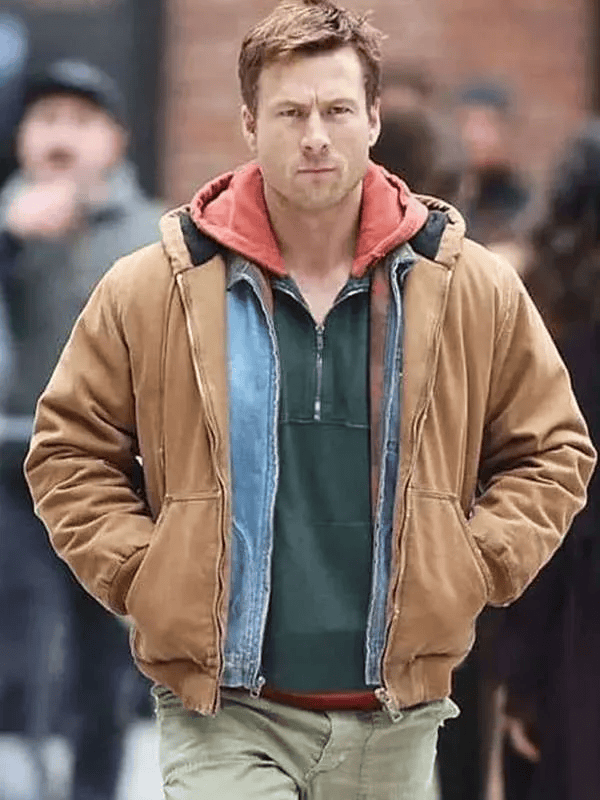 Glen Powell The Running Man 2025 Hooded Workwear Jacket