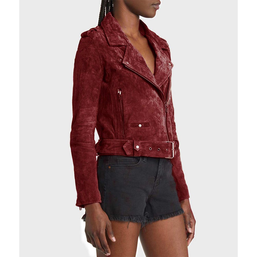 Indebted Abby Elliott Red Suede Jacket