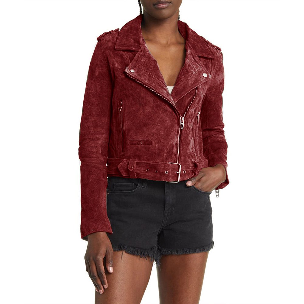 Indebted Abby Elliott Red Suede Jacket