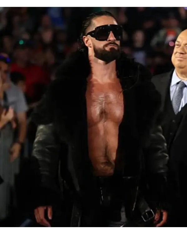 Seth-Rollins-Monday-Night-RAW-Black-Leather-Fur-Jacket-4