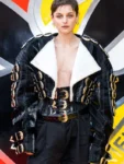 Deadpool-Wolverine-2024-Emma-Corrin-Cropped-Black-Leather-Jacket