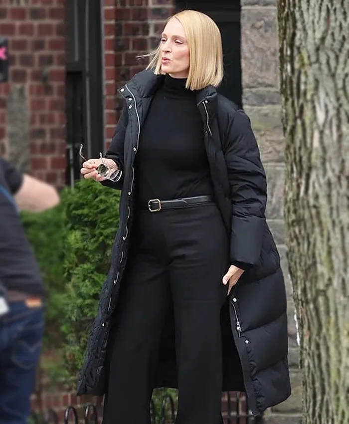 Dexter Resurrection S01 Uma Thurman Black Puffer Coat
