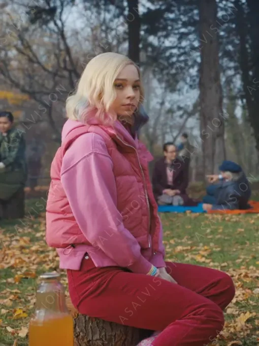 Enid Sinclair Wednesday 2022 Puffer Pink Vest -tfj