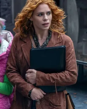 Wednesday Season 2 Billie Piper Edition| Mystic Charm Brown Suede Jacket