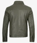 Mens-Four-Pockets-Olive-Green-TruckerLeather-Jacket