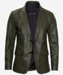 Mens-Olive-Green-Two-Button-Leather-Blazer-510×602
